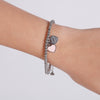 Pink White Gold Beads Bracelet with Heart Charm