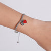 Red White Gold Beads Bracelet with Heart Charm