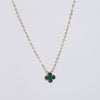 Mini Clover Centered Necklace In Green Malachite