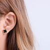 Mini clover earrings in black