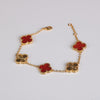Red Clover And Gold Alhambra Bracelet