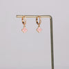 Pink Dangling Clover Hoop Earrings
