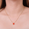 Mini Clover Centered Necklace In Red